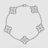 Garden Full Of Lucky Flowers Bracelet - 925 Sterling Silver - Platinum