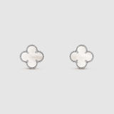 Lucky Flower Earrings -  925 Sterling Silver - platinum