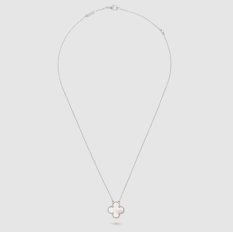 Lucky Flower Silver Necklace - 925 Sterling Silver - Platinum
