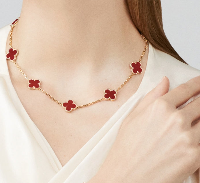 Garden Full Of Lucky Flowers Necklace - 925 Sterling Silver - 18k gold plated
