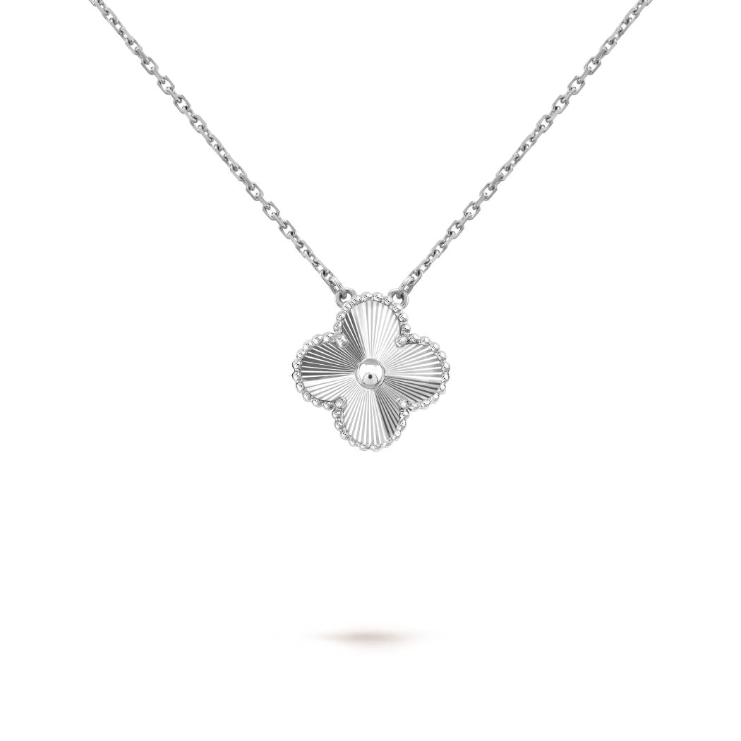 Lucky Flower Silver Necklace - 925 Sterling Silver - Platinum