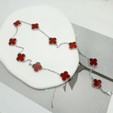 Garden Full Of Lucky Flowers - 925 Sterling Silver - Platinum