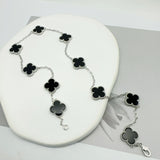 Garden Full Of Lucky Flowers - 925 Sterling Silver - Platinum